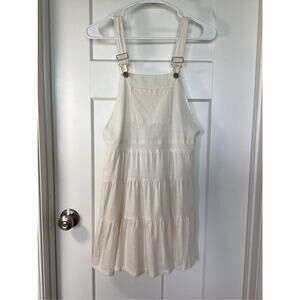 Copper Key Girls Tiered Overall Mini Dress Sleeveless Cream Off White Size Large